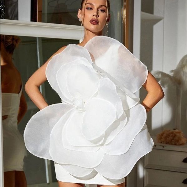 NWT MEW MEW Gannon One Shoulder Flower Mini Dress size small statement dress