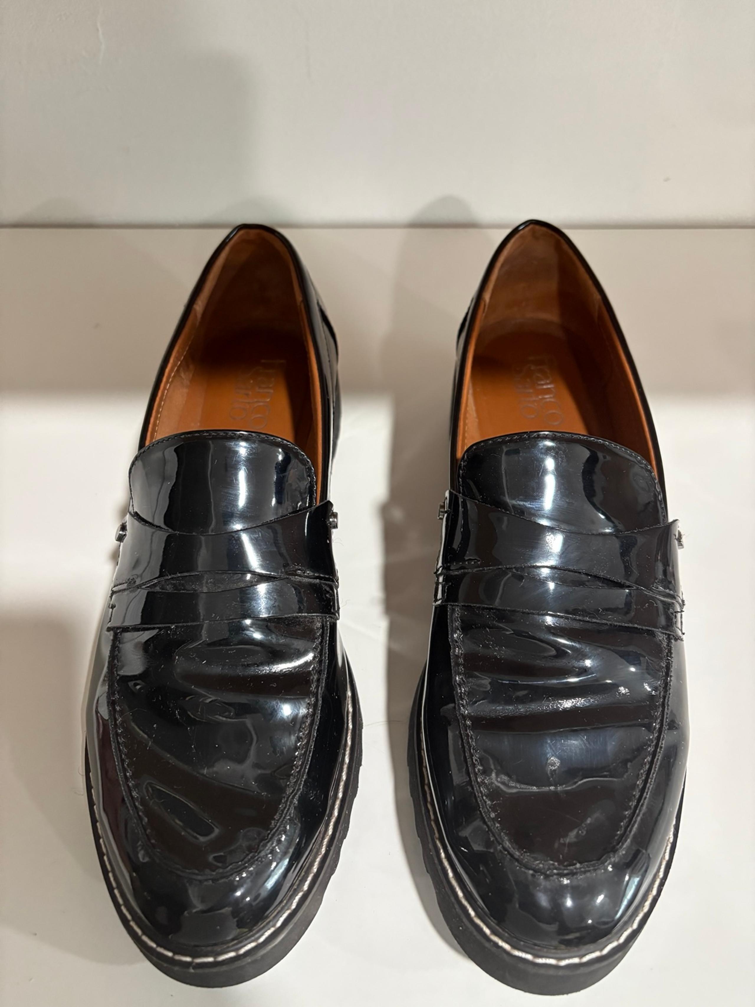 Franco Sarto Black Leather Lug Sole Women's Loafers 8.5