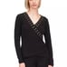 MICHAEL KORS ASTOR BLACK STRETCH JERSEY V-NECK GOLD STUDS WOMEN'S MED ~98-BNWT