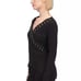 MICHAEL KORS ASTOR BLACK STRETCH JERSEY V-NECK GOLD STUDS WOMEN'S MED ~98-BNWT