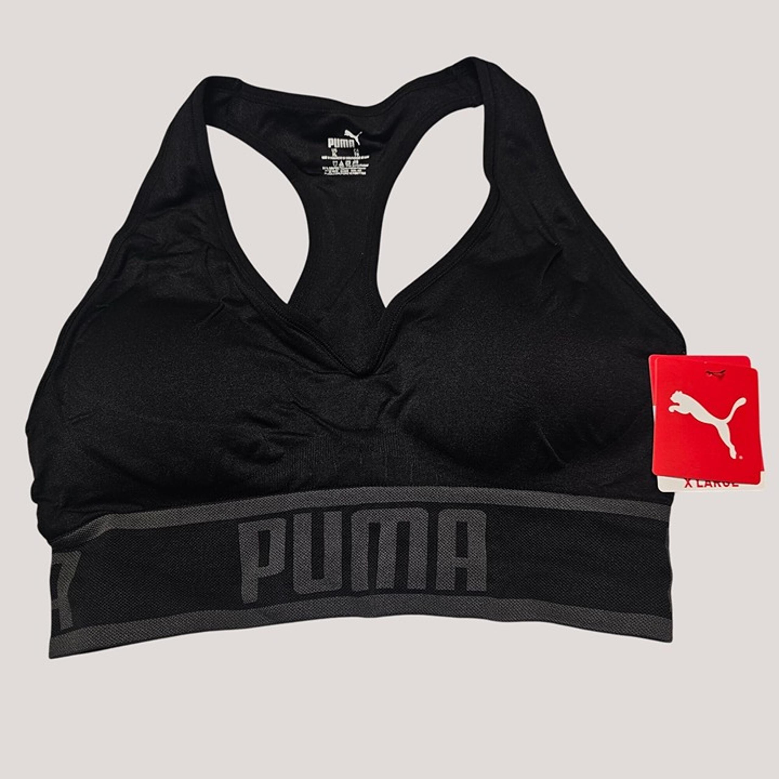 Puma Womens Black Low Support Seamless Sports Bra Moisture-Wicking Size XL