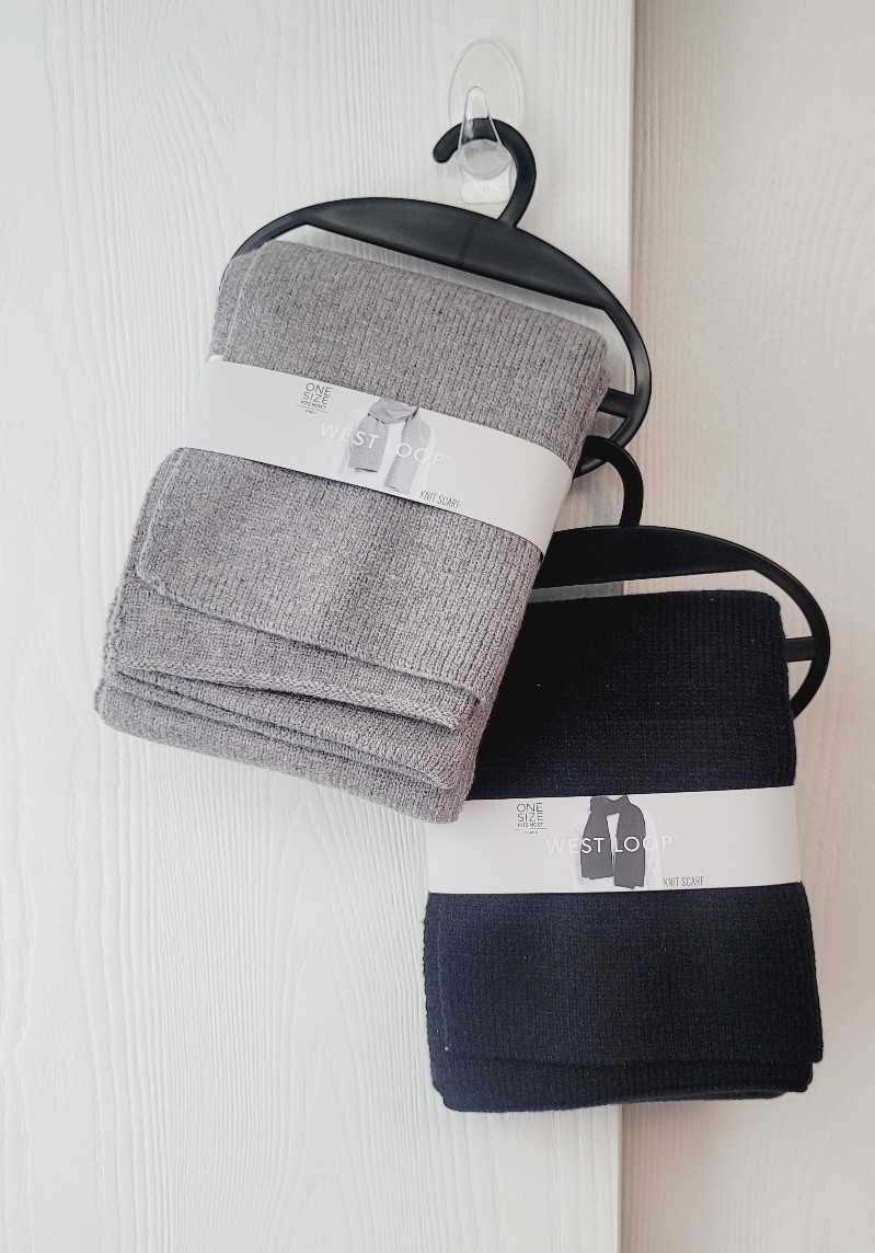 2X West Loop Knit Scarves One Size Fits Most, 1 Grey 1 Black