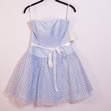 NEW VTG Jessica McClintock x Gunne Sax Chiffon Polka Dot Prom Homecoming Dress 8