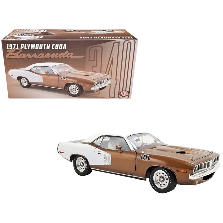 1971 PLYMOUTH BARRACUDA TAHITIAN WALNUT W/VINYL TOP 1/18 DIECAST ACME A1806134VT