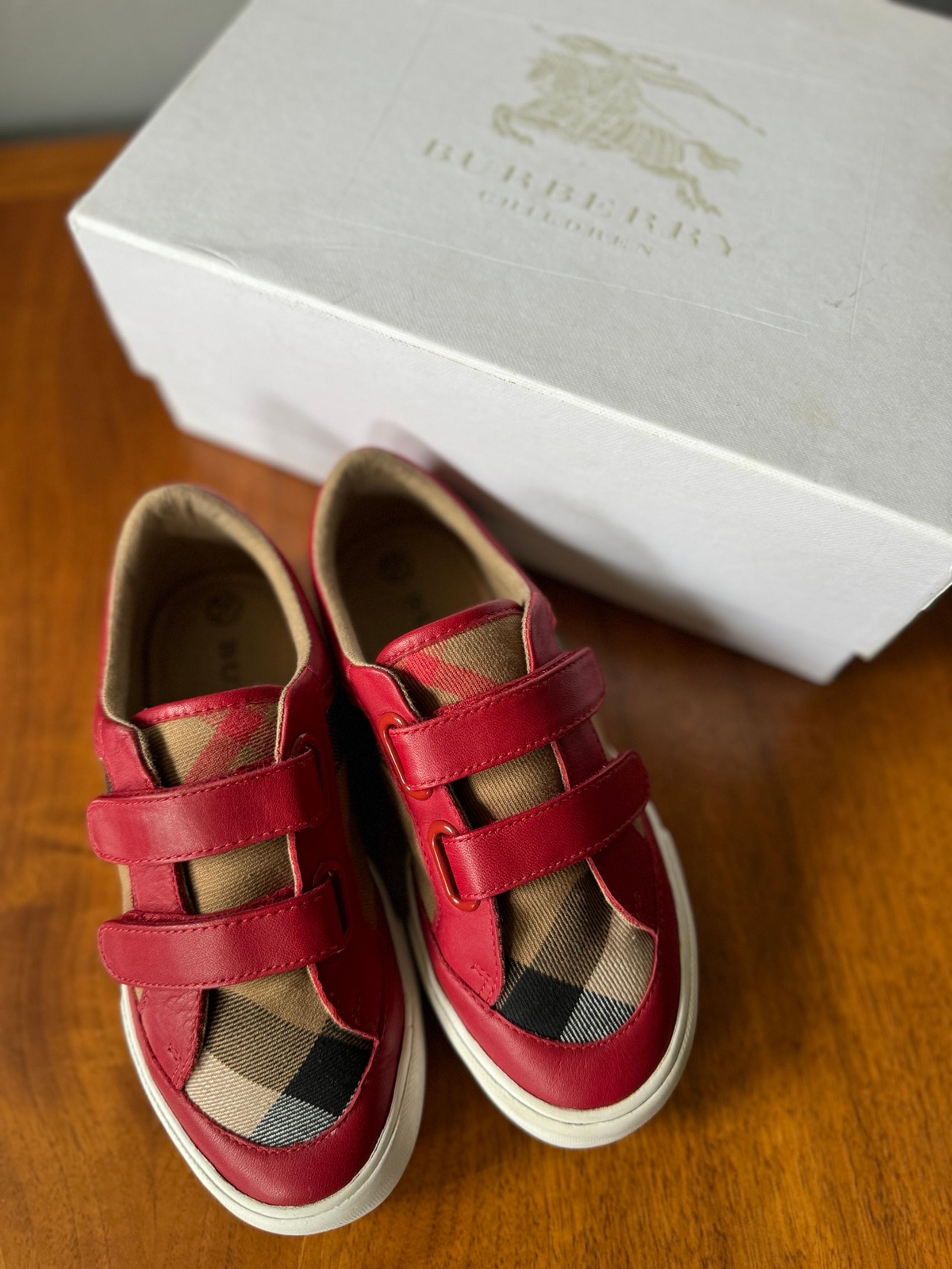 Burberry Kids Girls Boys Sneakers Used Like New Check Canvas Size 31