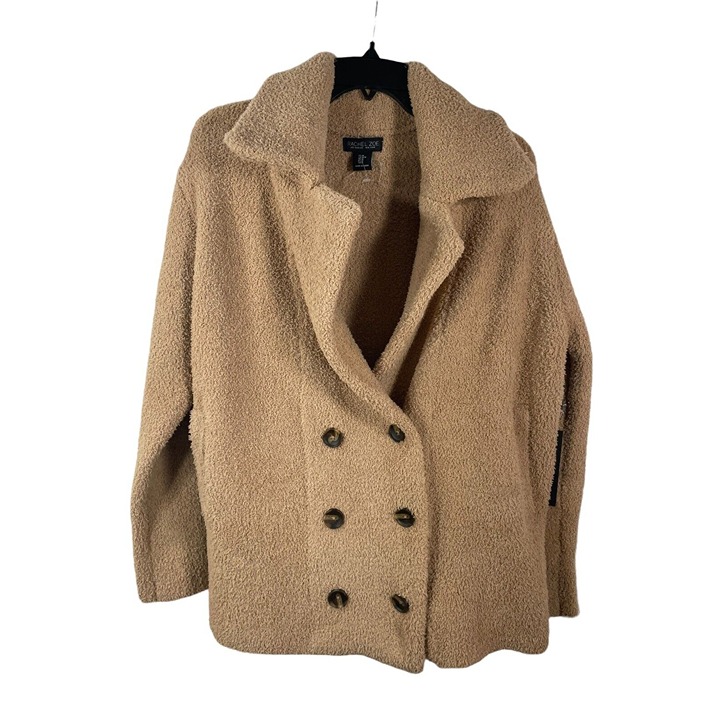 Rachel Zoe Teddy Faux Fur Cozy Coat Jacket Beige Tan Women's M NWT