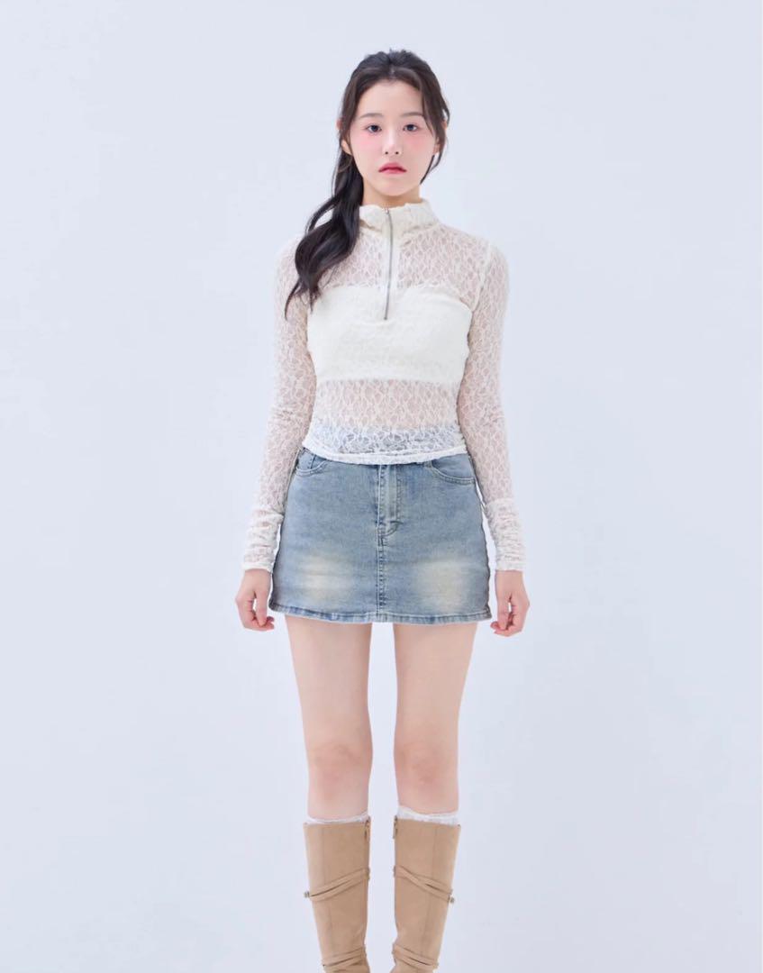 yilon I-ron Blossom Lace Tops White