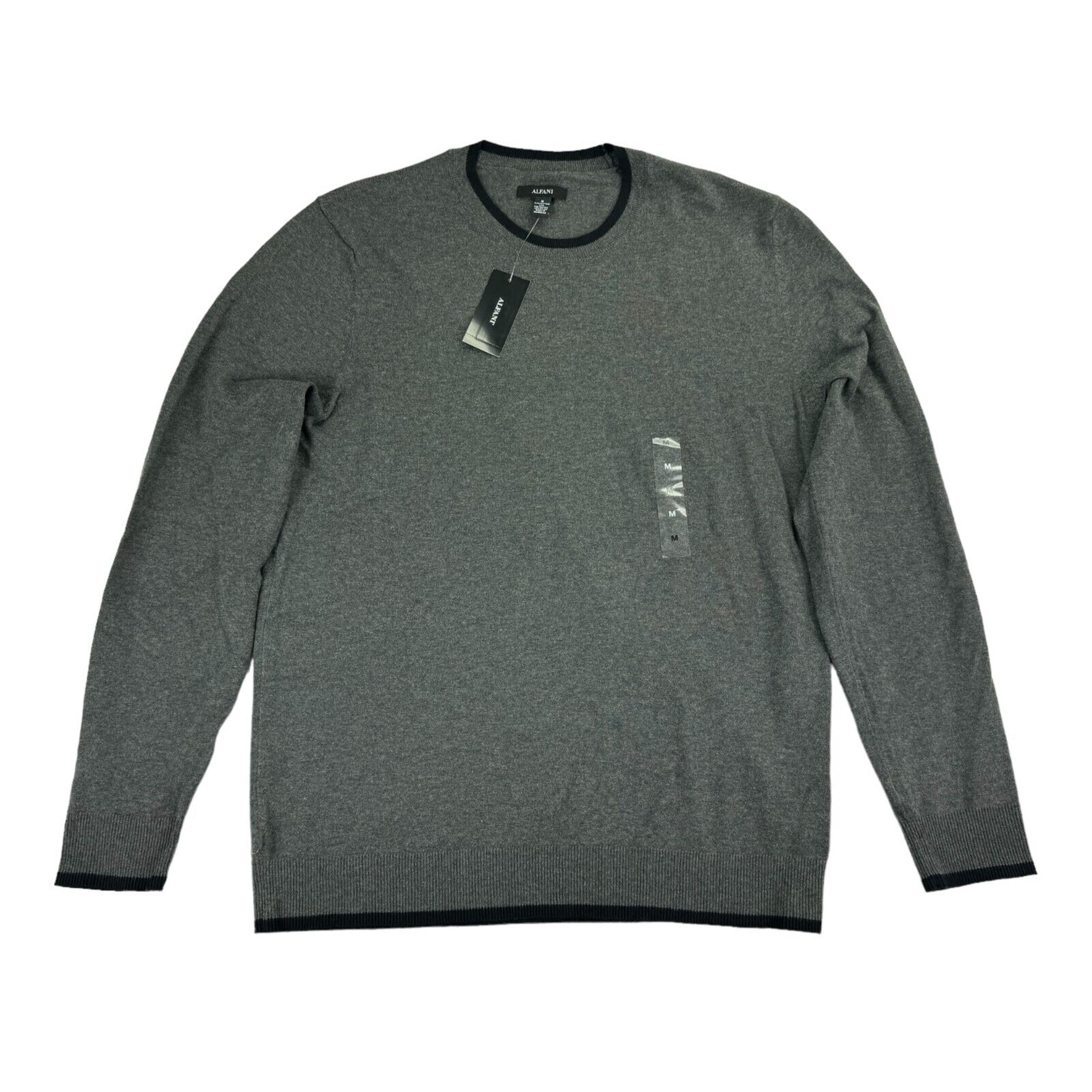 Alfani Mens Contrast Edge Crewneck Sweater Charcoal Gray M