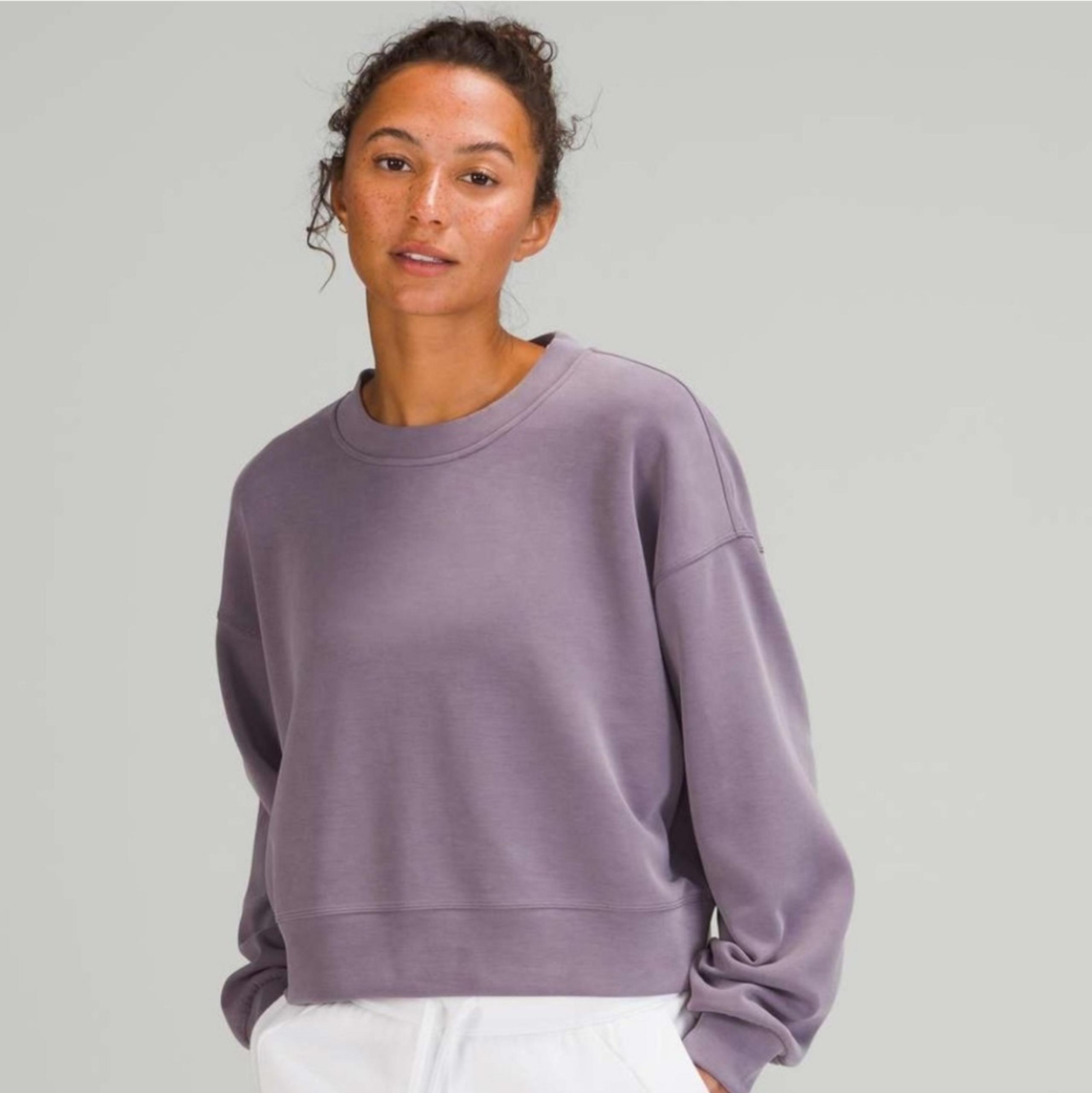 Lululemon Softstreme Perfectly Oversized Cropped Crew Womens Sz 4 Lavender Dust