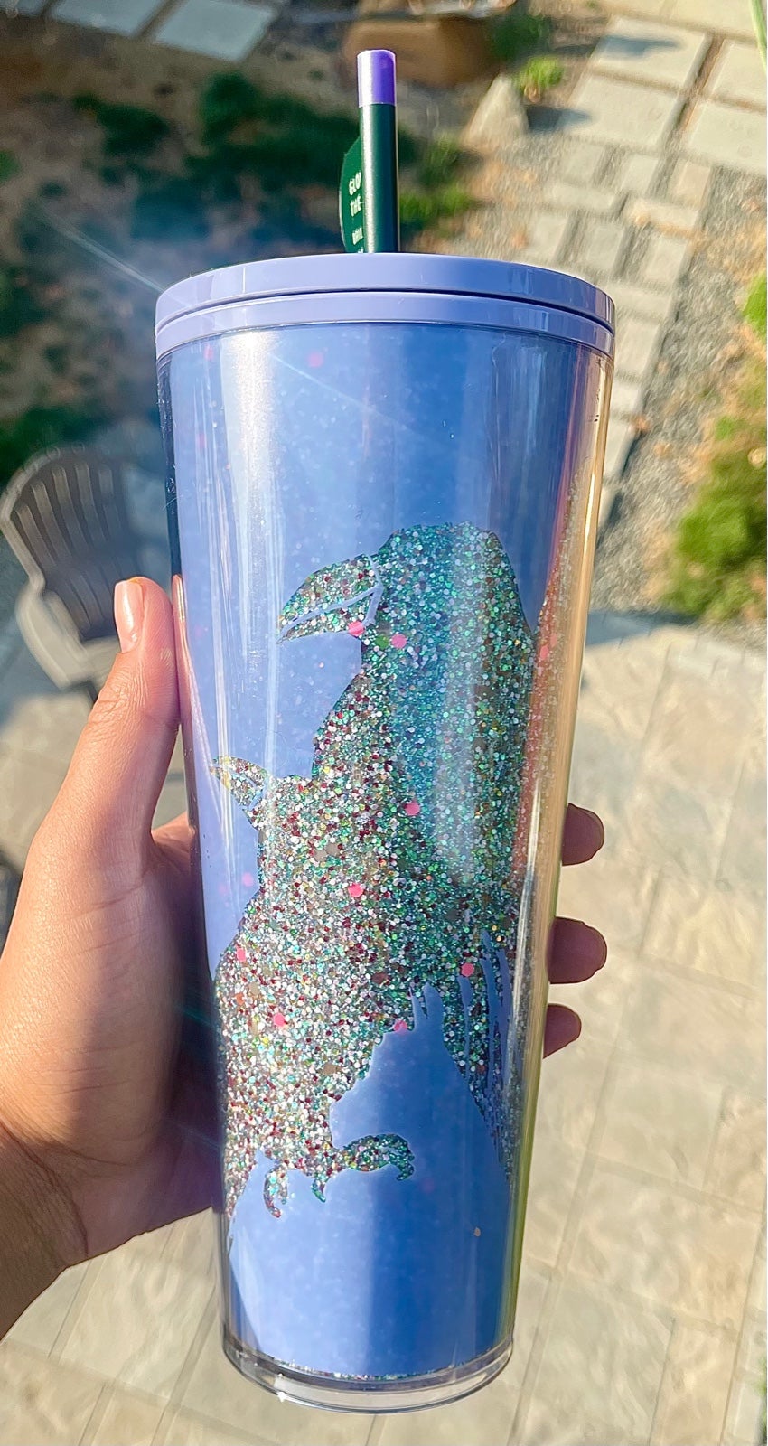 Starbucks Glittered Raven Tumbler