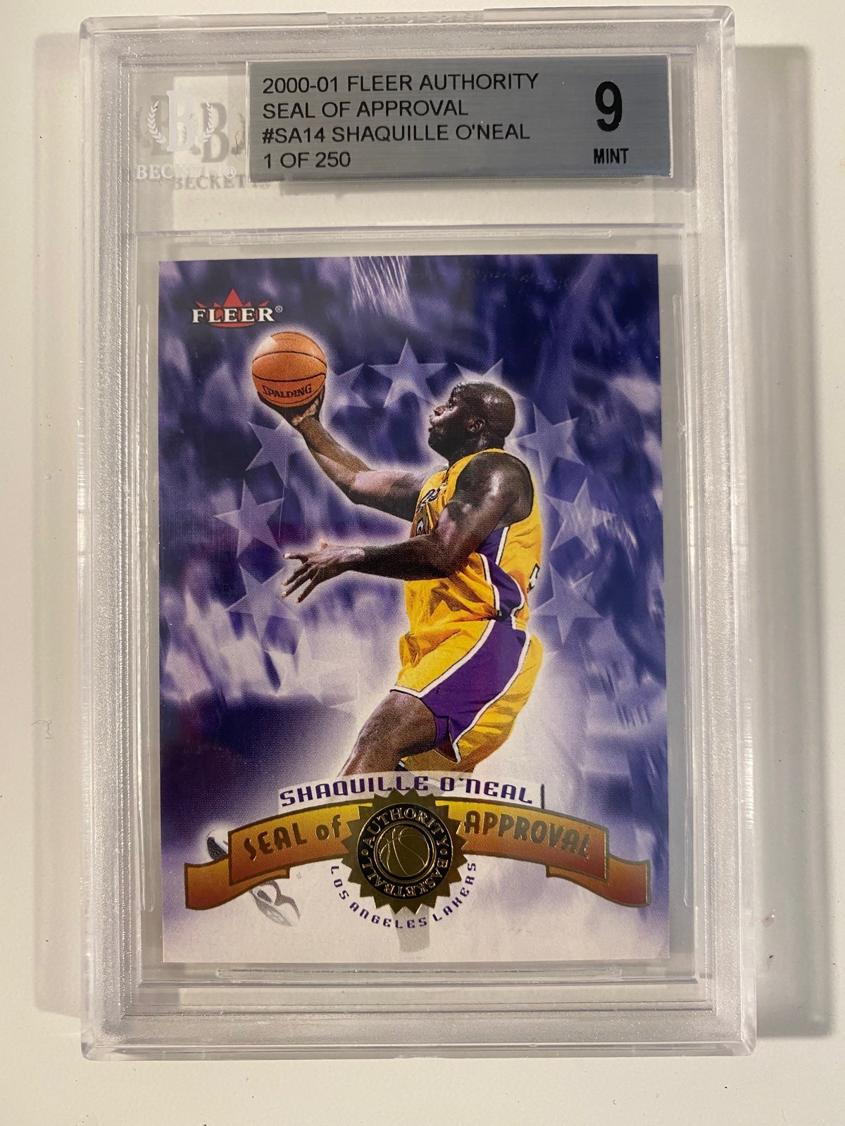 2000-01 fleer authority shaquille o'neal #sa14 bgs 9