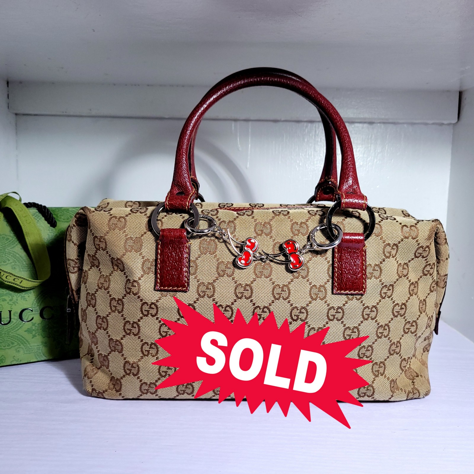 Guccissima Jacquard Boston Bag Brown Red Beige SOLD