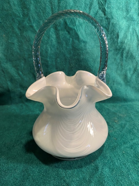 Fenton Federal Blue Ruffled Basket
