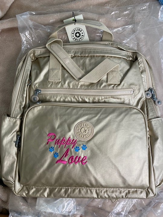 Kipling Audrie Backpack Diaper Bag Gold Metallic (Quartz Metallic)