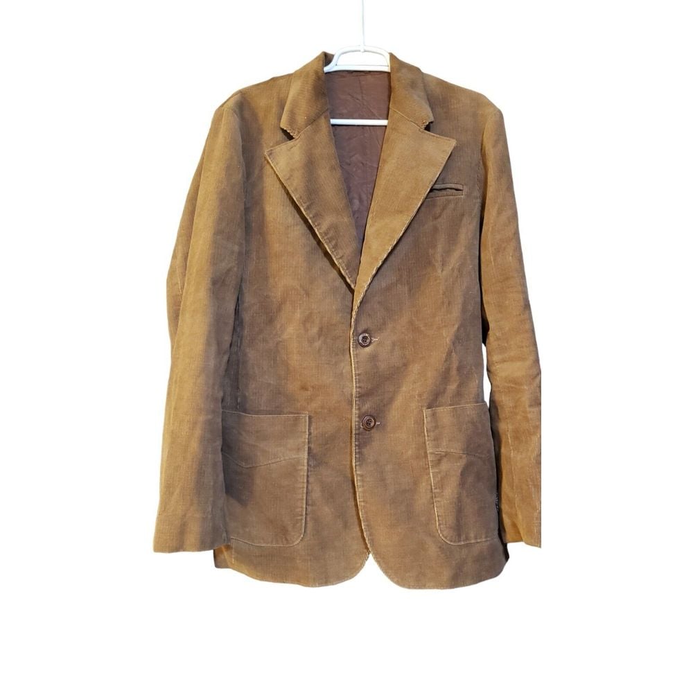 Vintage Pioneer Wear Mens Corduroy Jacket Size 44L Brown Western Cowboy USA
