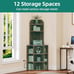 6 Tier Corner Storage Cabinet with USB Ports & Power Outlets 9 Cubes Living Room