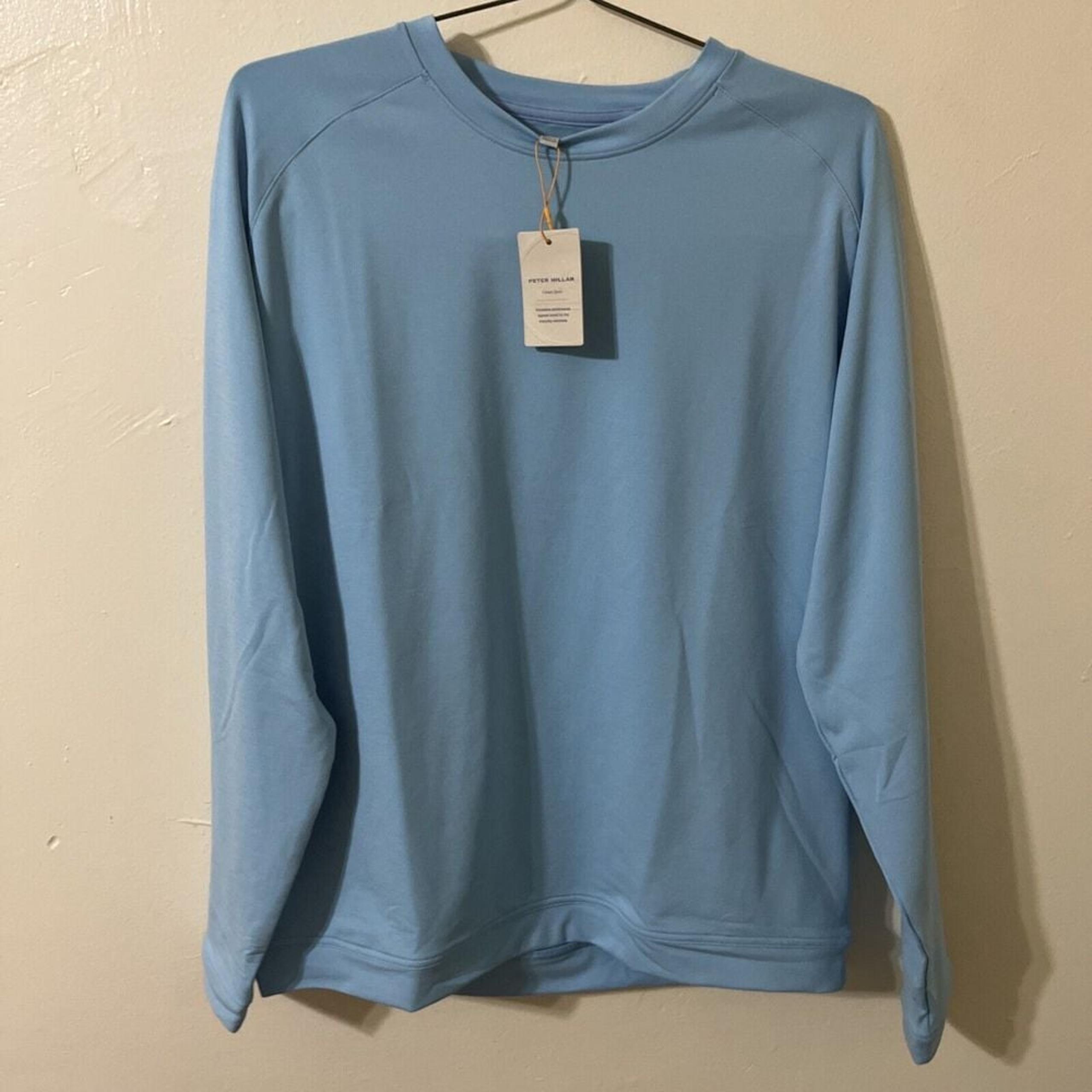 PETER MILLAR Mens XL Long Sleeve Cradle Performance Crewneck Light Blue NWT