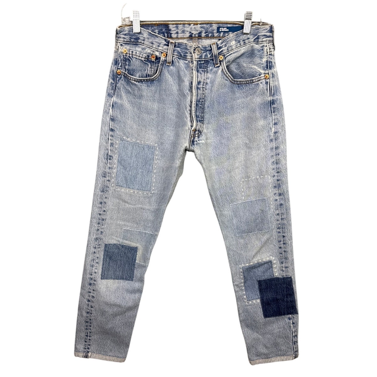 Atelier & Repairs Patchwork Denim Jeans Levi's Redone Size 29 Selvedge Hem