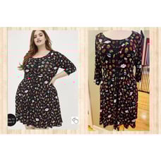 Torrid 0 (0X 12) Betsey Johnson Tattoo Print Babydoll Raglan Super Soft Dress