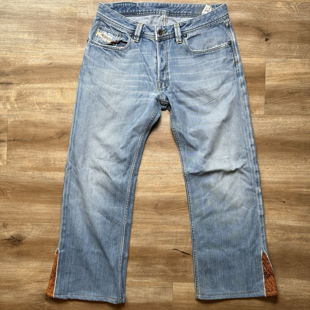 Diesel Jeans Men 32x32 Blue Levan Hemmed Bootcut Cowboy Western Italy Made 0070V