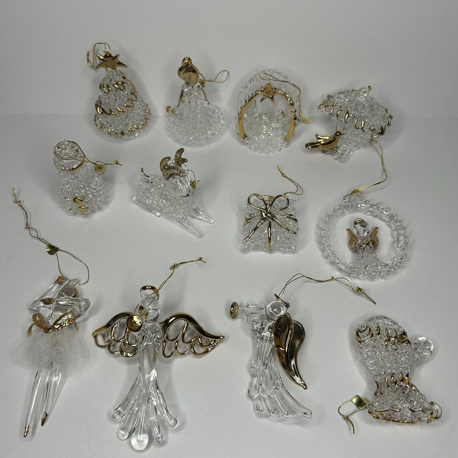 Lot Of 12 - Vtg. Terry’s Village Handspun Glass Christmas Ornaments