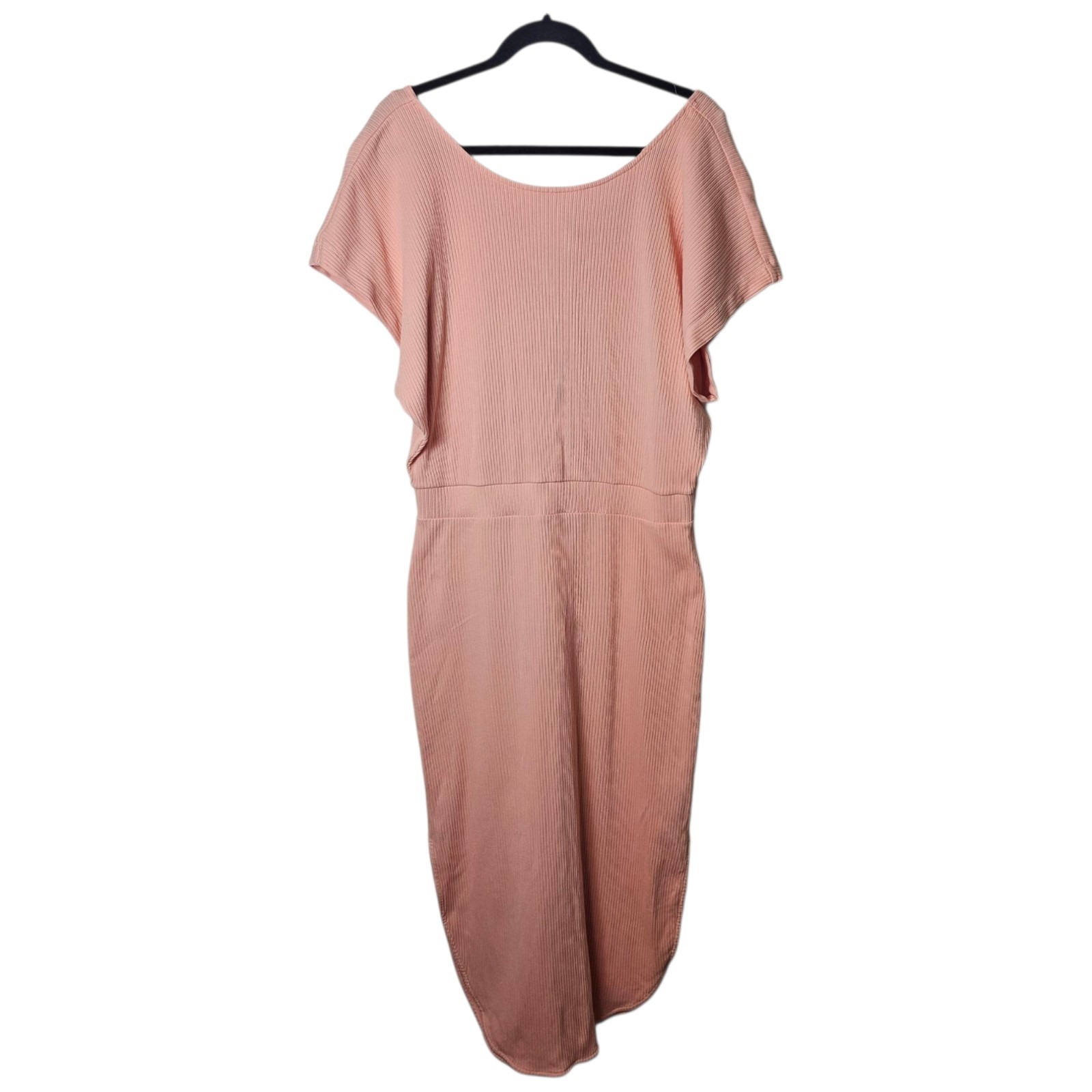 Daily Practice Anthropologie L Peach Pink Cross Back Maxi Dress Dolman Stretch