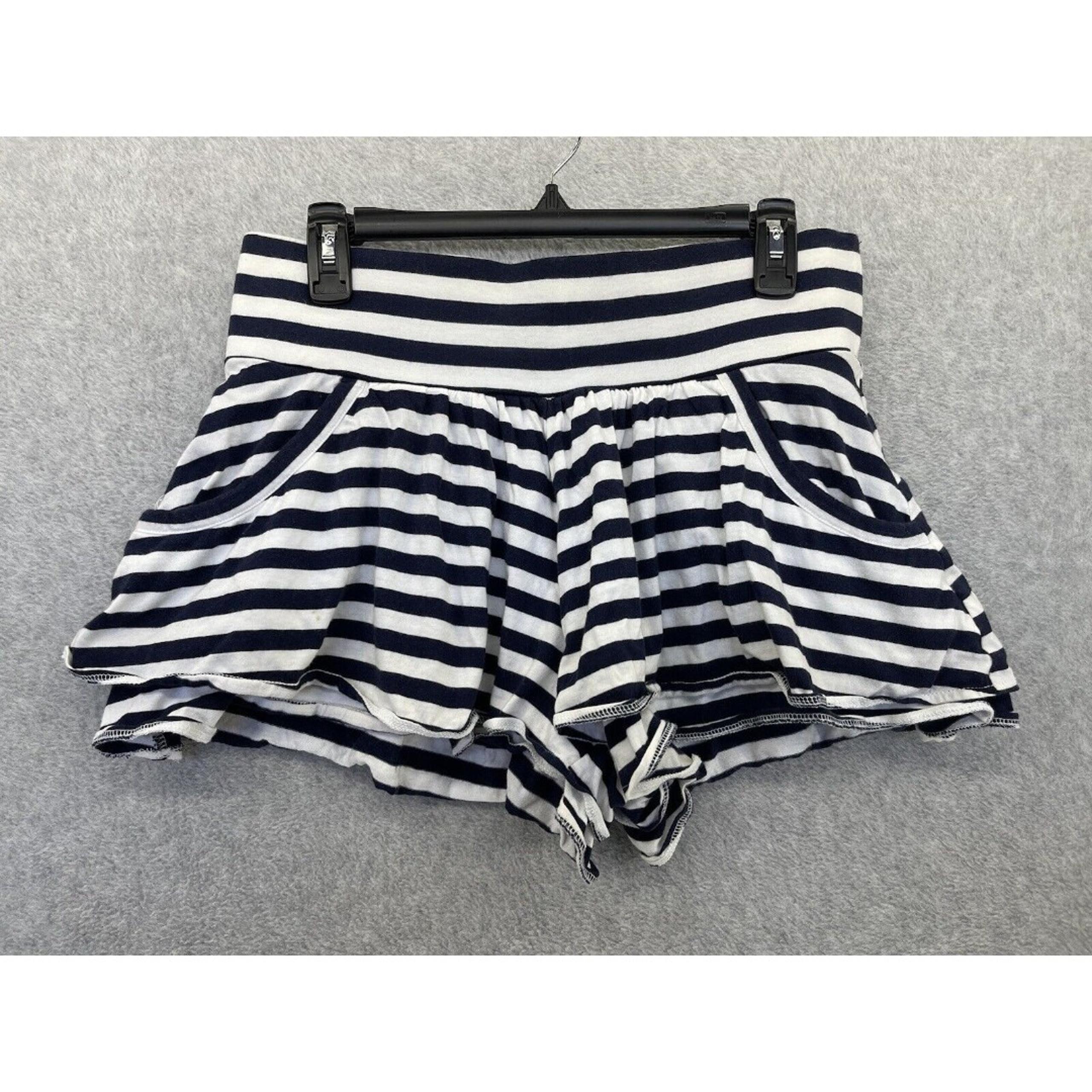Express Women's Pull On Shorts Striped Pockets Flutter Flare Size Medium Tiered