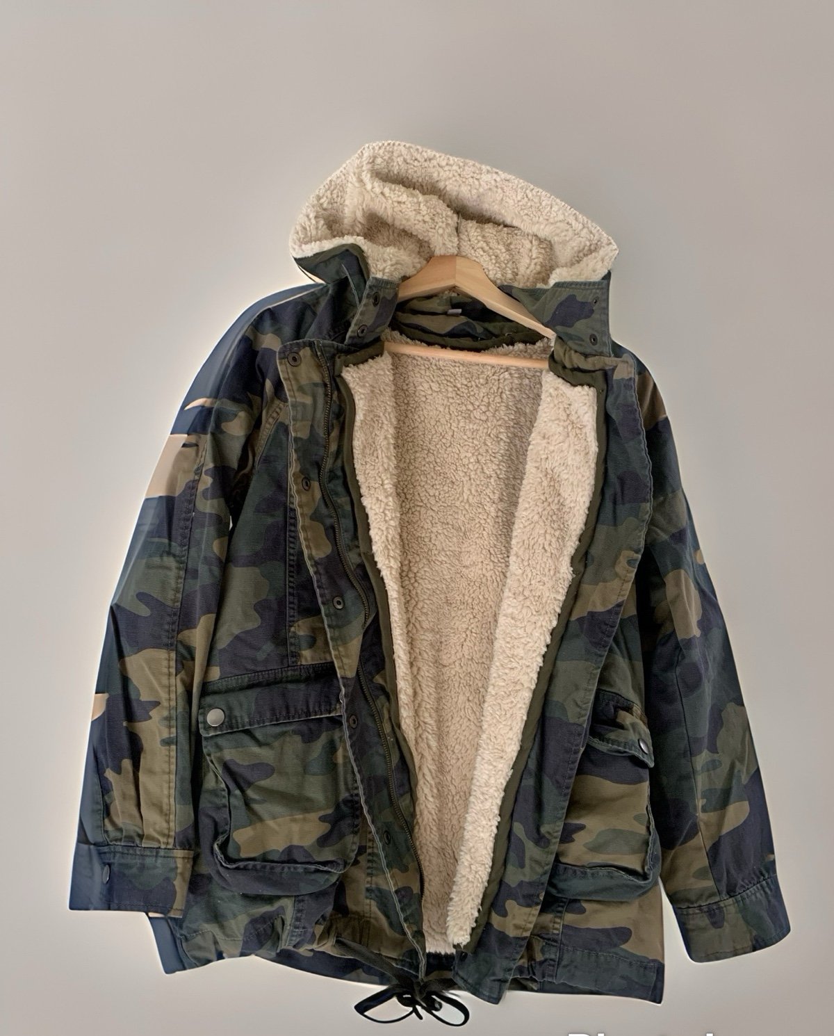 Army Camo Sherpa jacket military style L