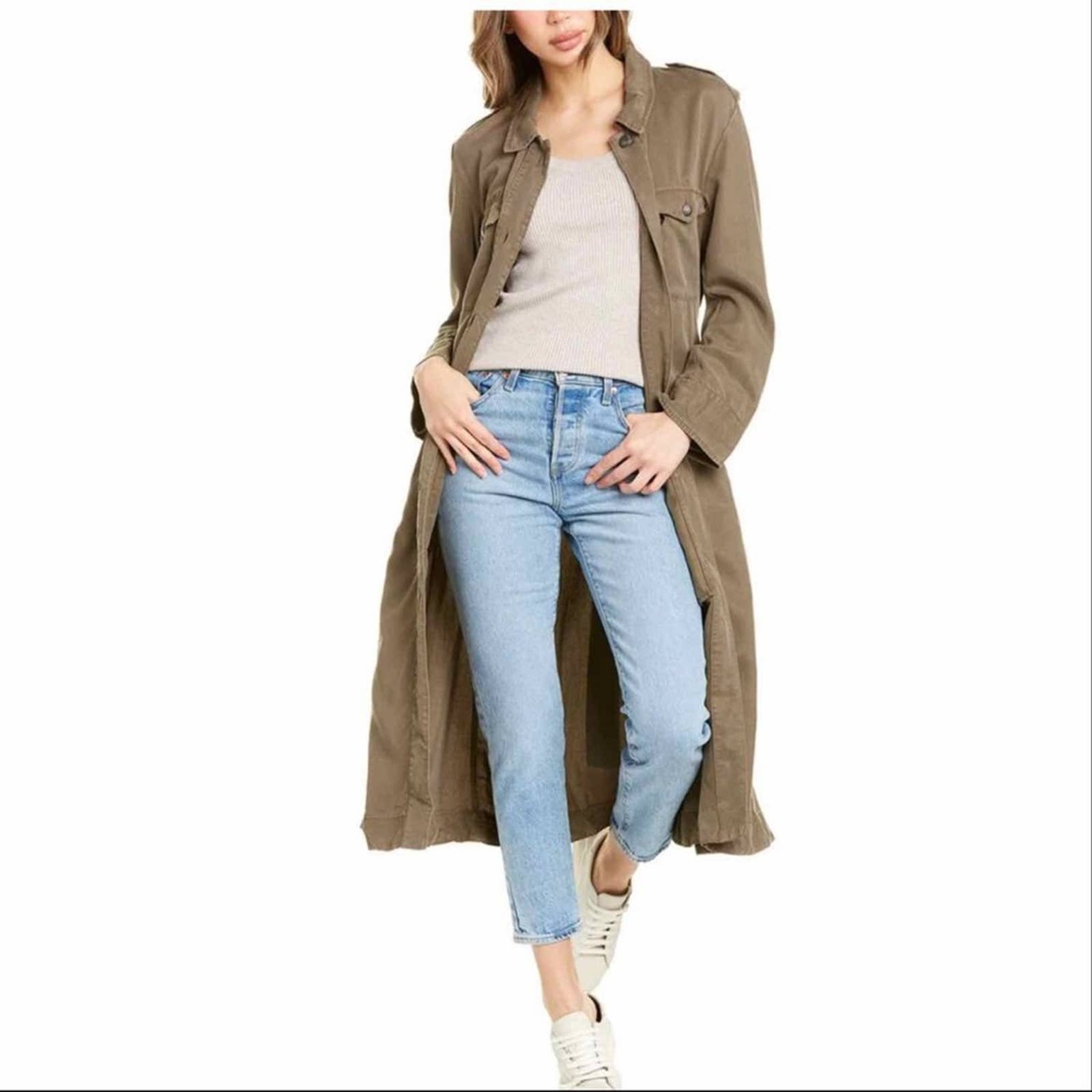 The Kooples Jeans Summer Lyocel long belted jacket
