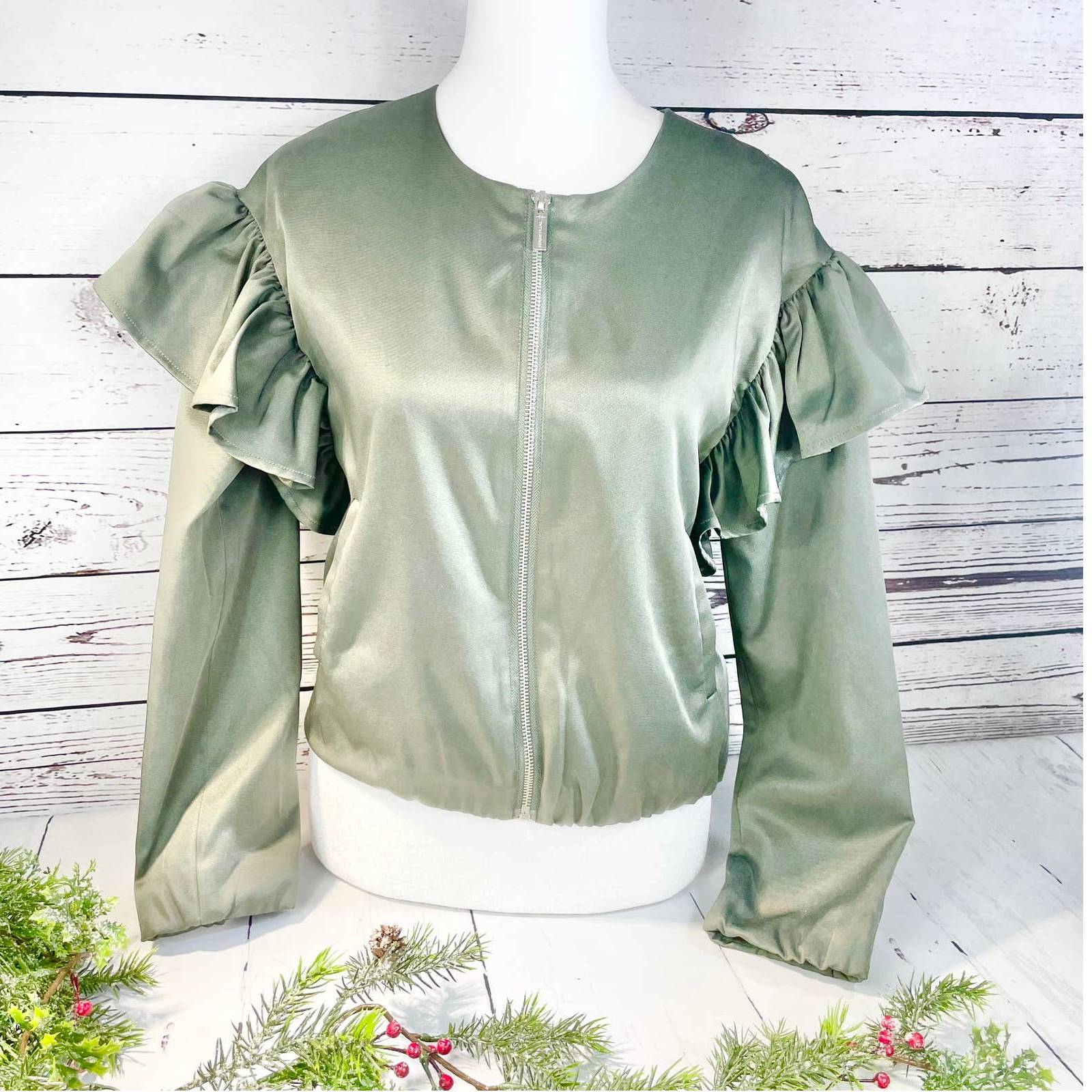 HABITUAL GIRL Army Green Crop Jacket