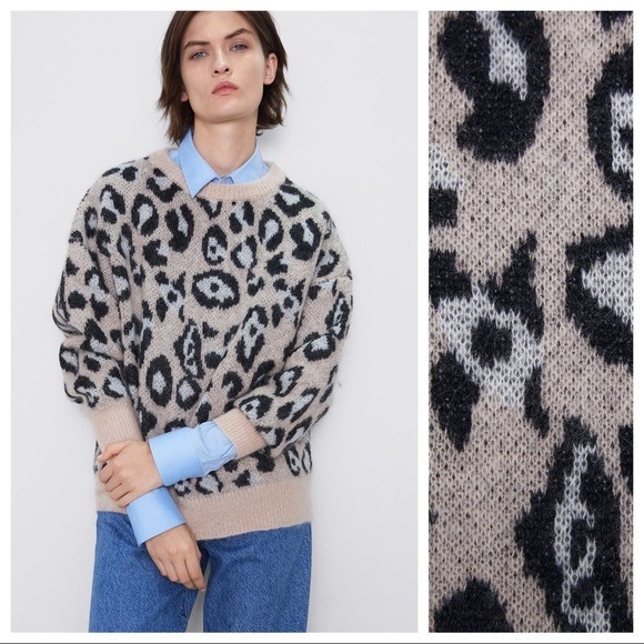 NWT. Zara Beige Oversize Knit Sweater. Size M.