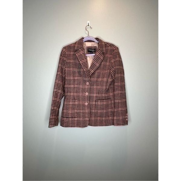 Chadwicks of Boston Pink Plaid Wool Blazer Size 6
