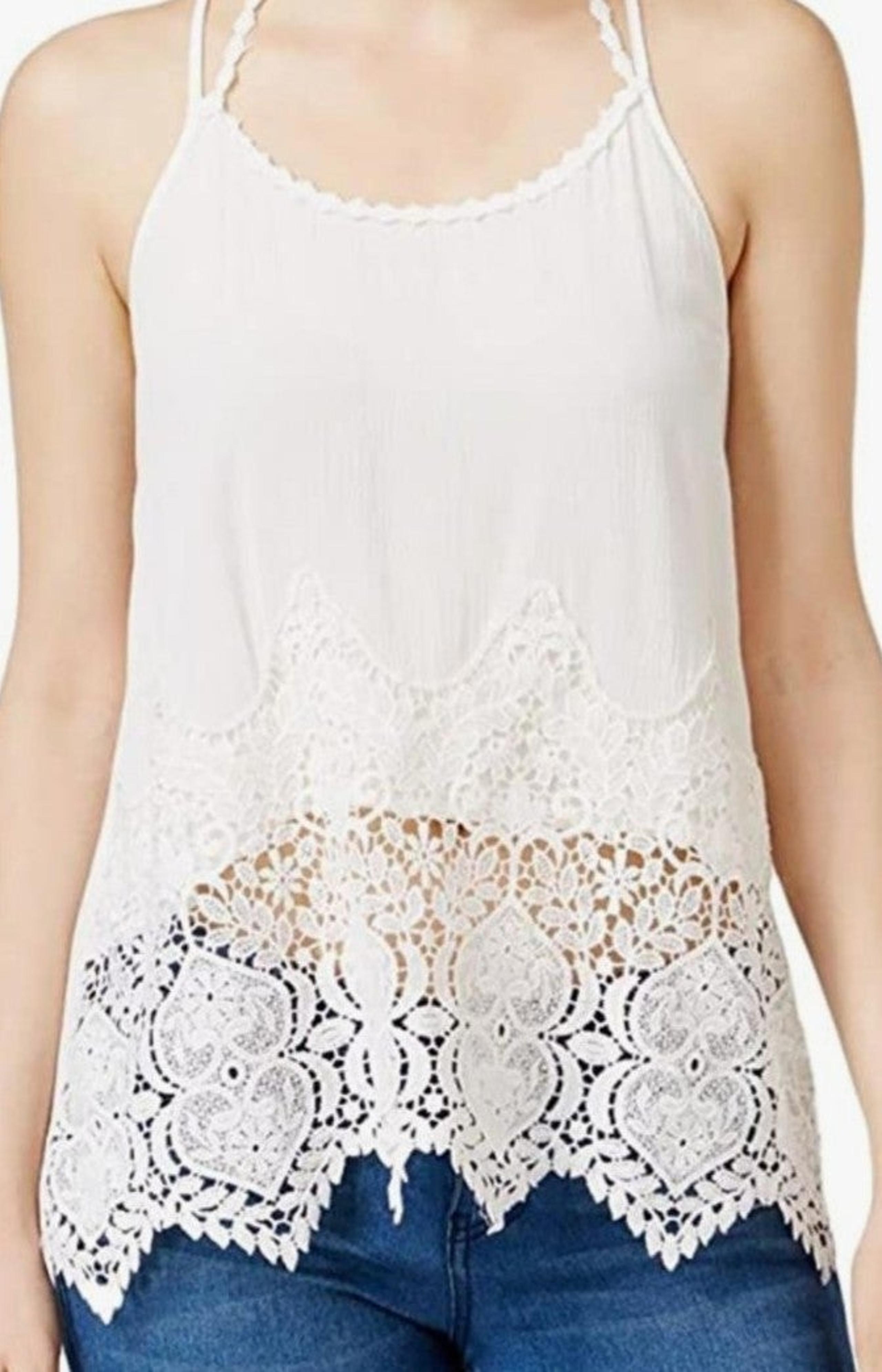 Miss Me Women's Lace Trim Cami Halter Top Size Small