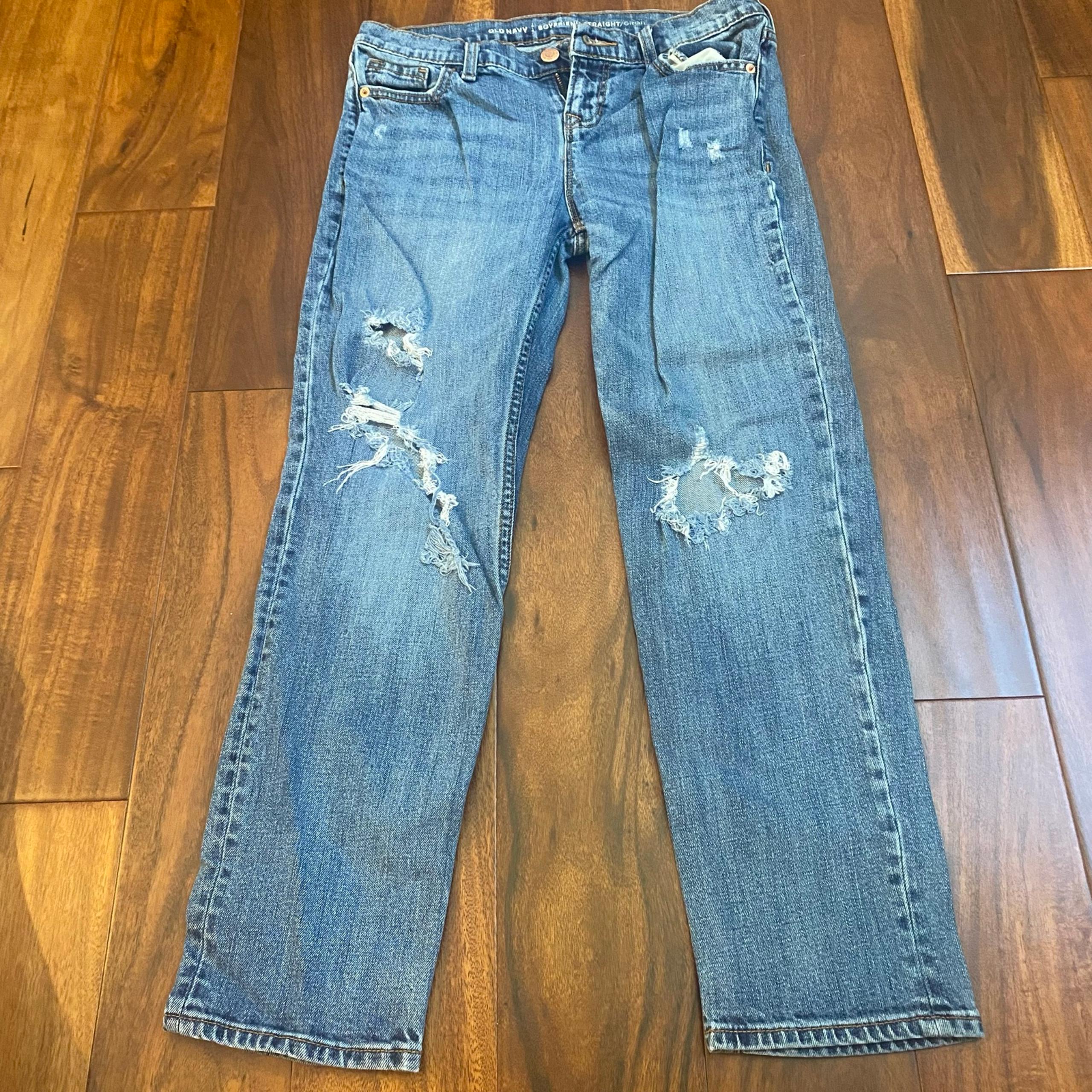 Old Navy Women’s Boyfriend Straight Jeans Distressed Medium Wash Size 4