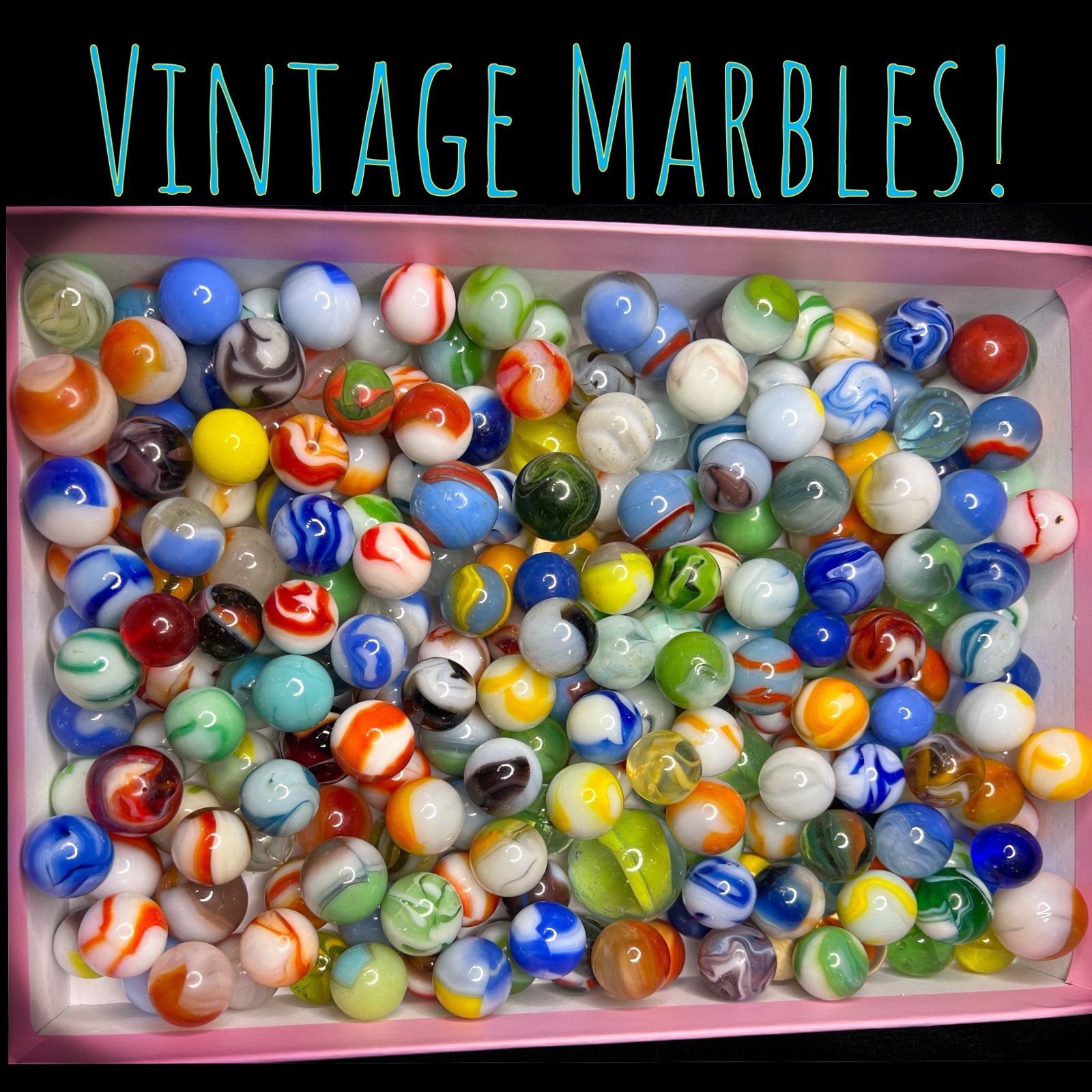 Lot of Vintage Antique Collectible Glass Toy Marbles, Nice Variety