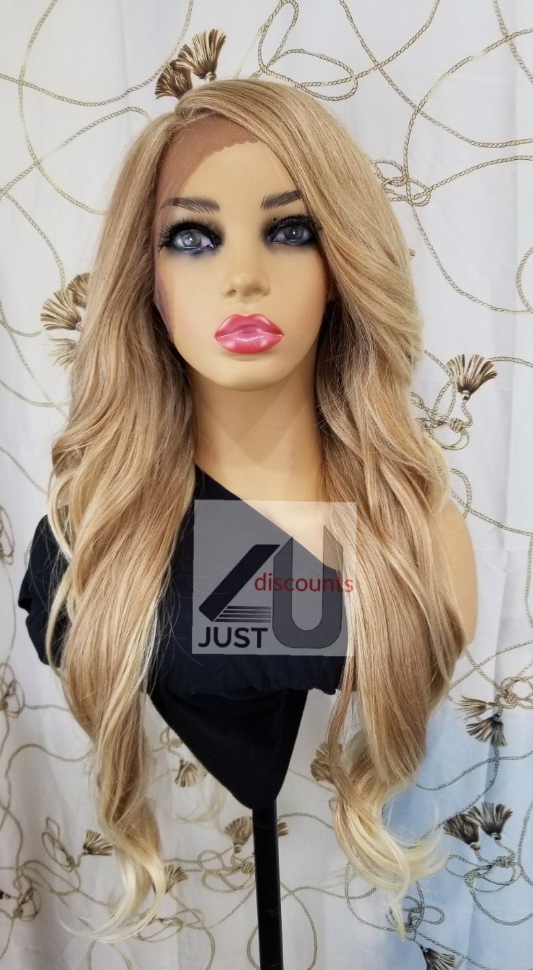 Blonde brown baylage lacefront wig