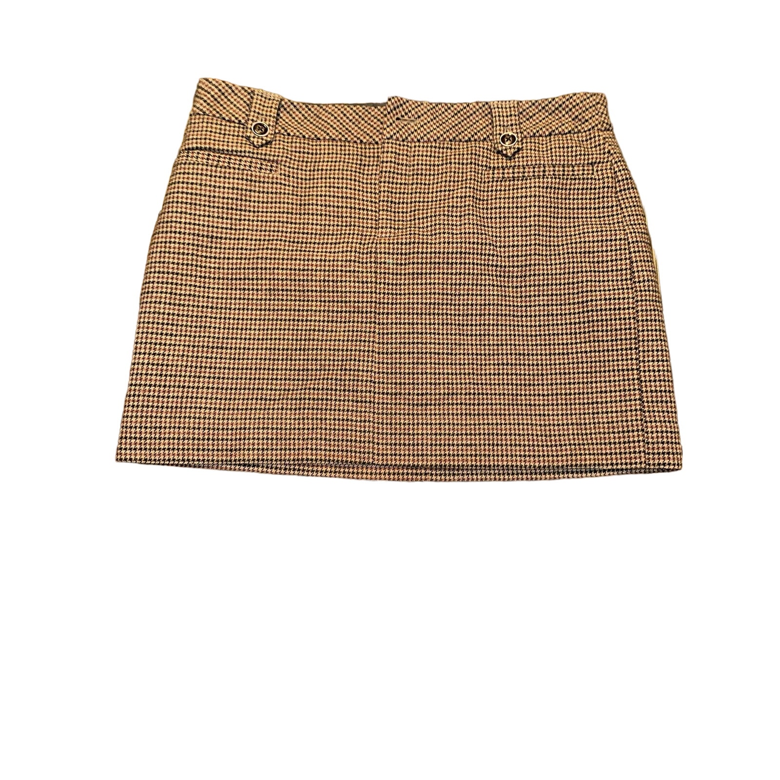 Eddie Bauer Women's Plaid Skirt Tan Black Red Petite 10 Wool