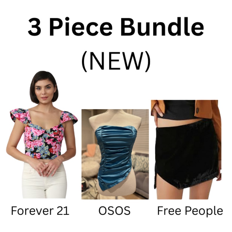 3 Piece Bundle OSOS Top, Free People Velvet Mini, Forever 21 Floral Top Size S/6