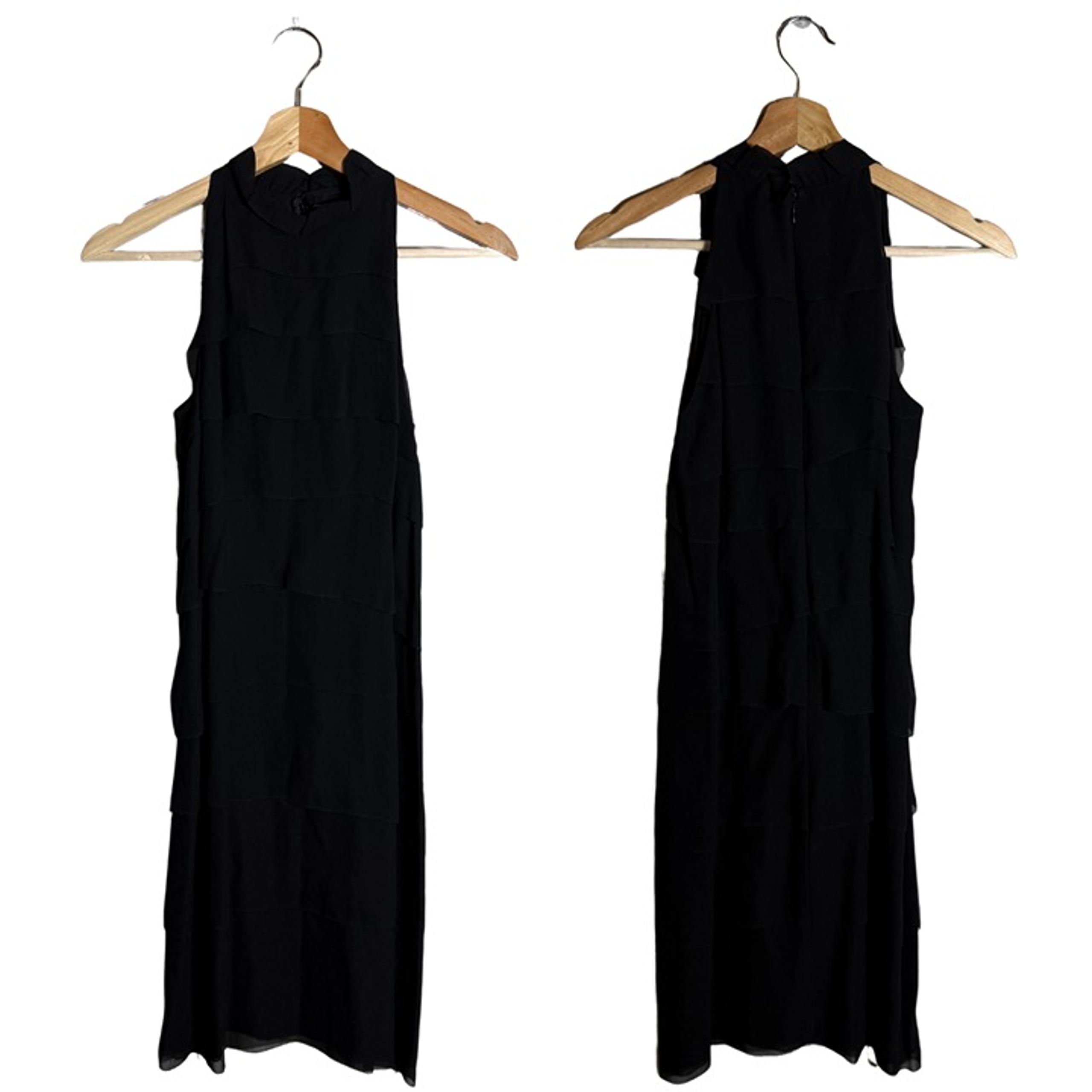 Vince Sleeveless 100% Silk Tiered Sheath Mini Dress Women's 2 Black LBD Cocktail