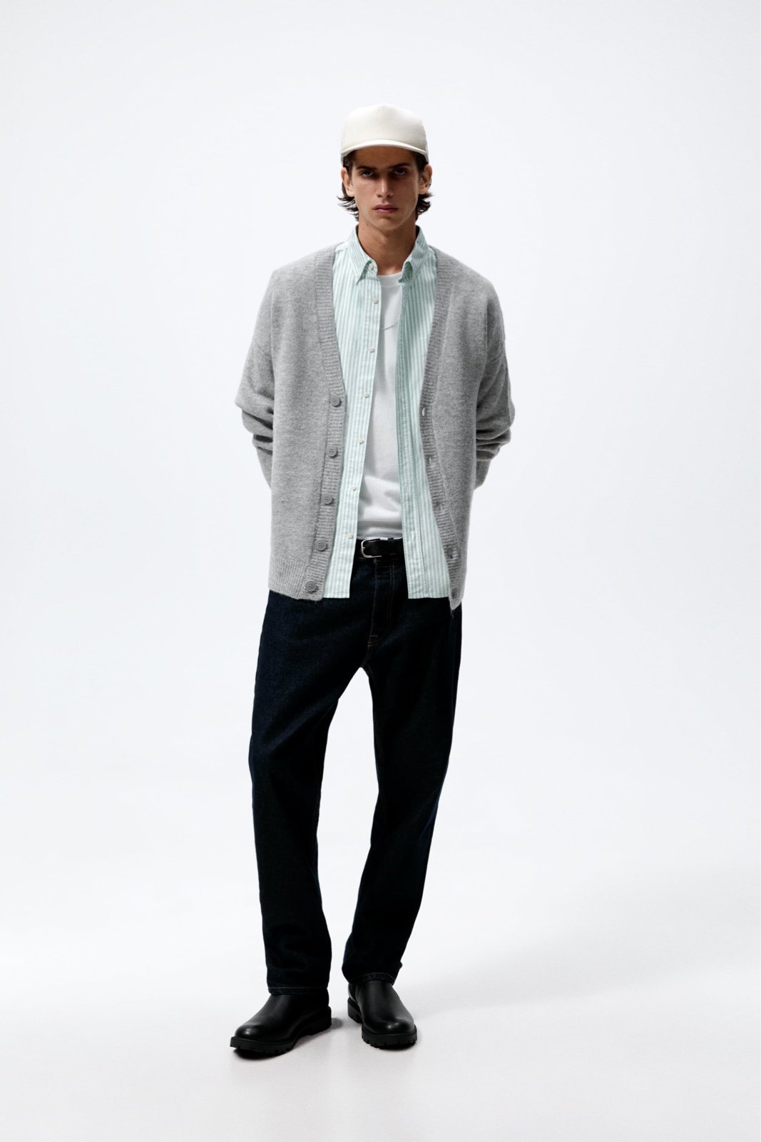 Zara Gray Textured Cardigan