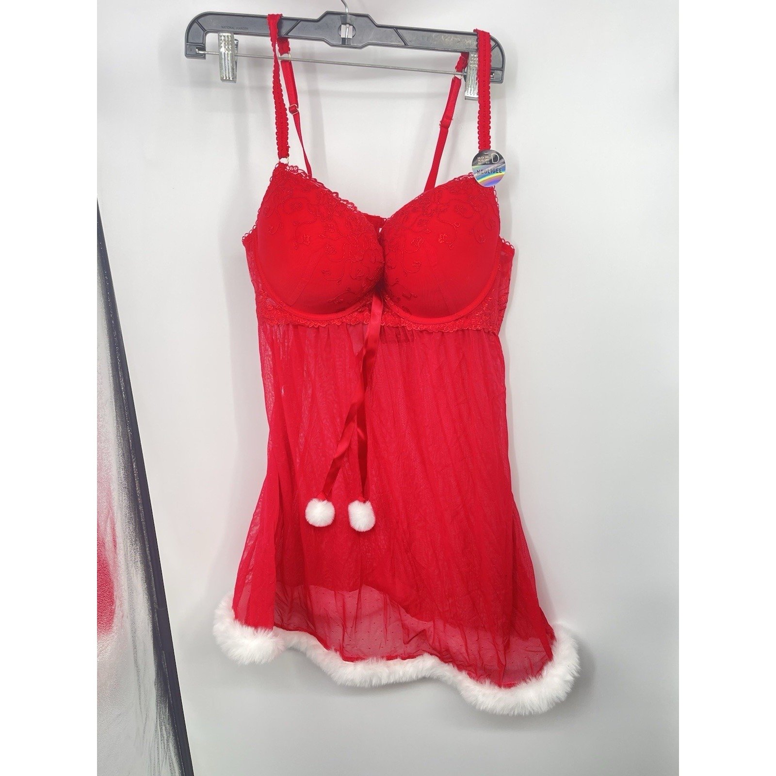 Censored SHEER Red Babydoll Sz 38B Negligee