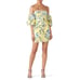 J.O.A. Yellow Floral Balloon Sleeve Off The Shoulder Mini Dress XS