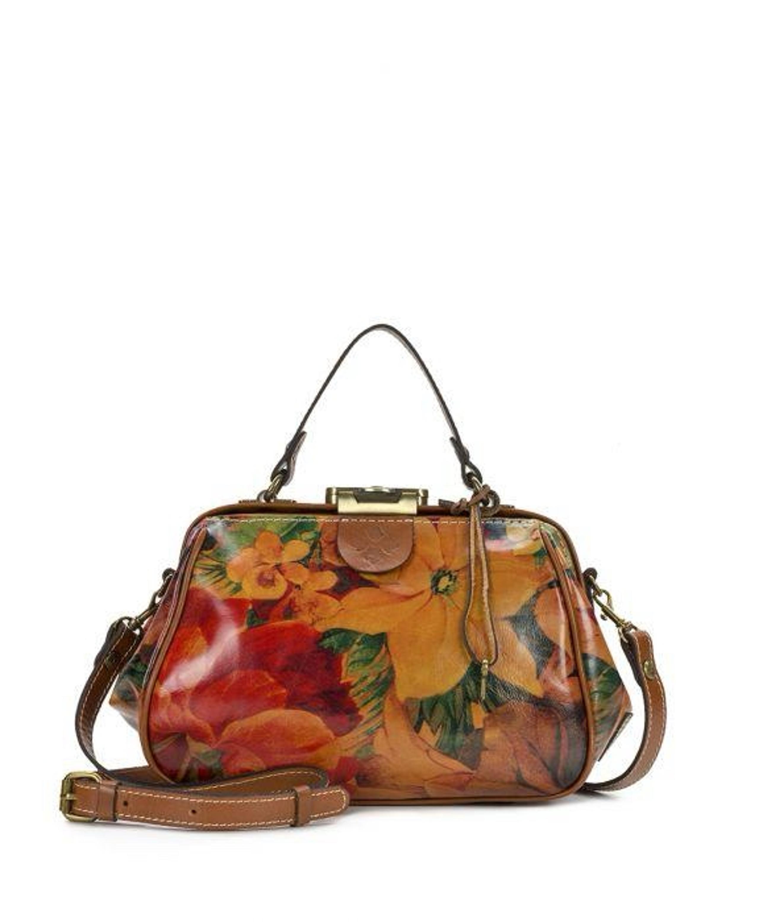 Patricia Nash Citrus Rose Floral Gracchi Leather Satchel.