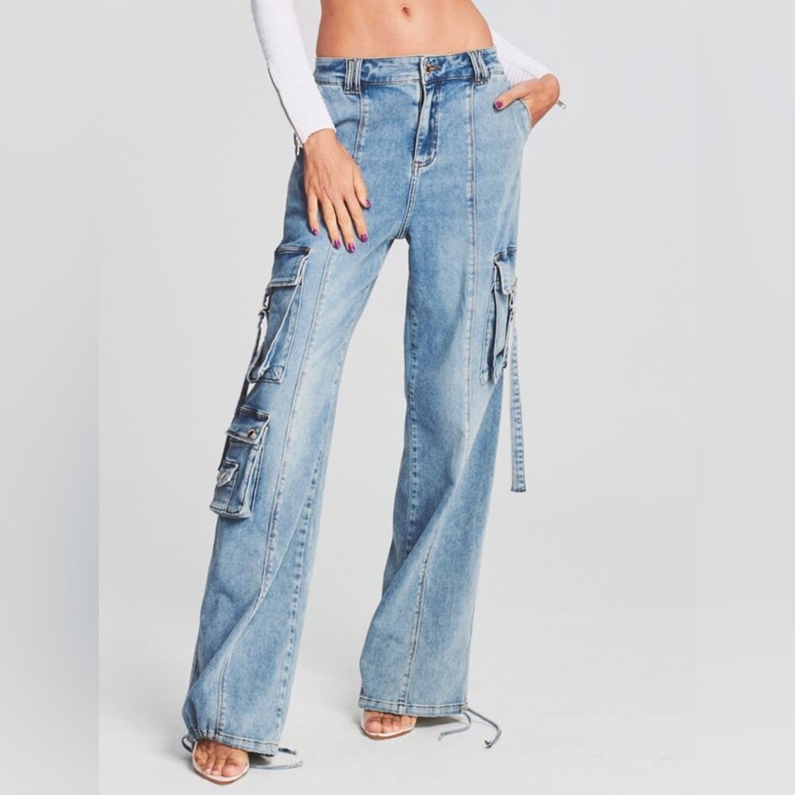 Retrofete Alejandra Slouchy Wide Leg Cargo Jeans NWT