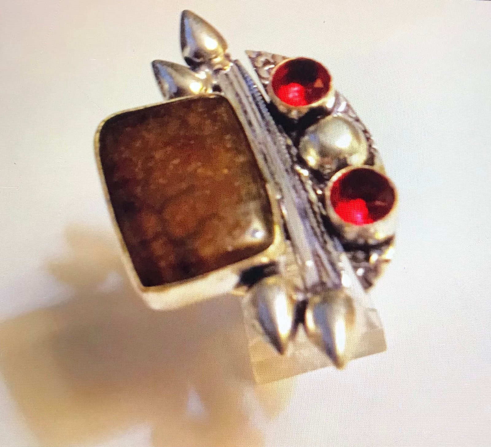 Boulder Opal Garnet 925 Sterling Silver Ring