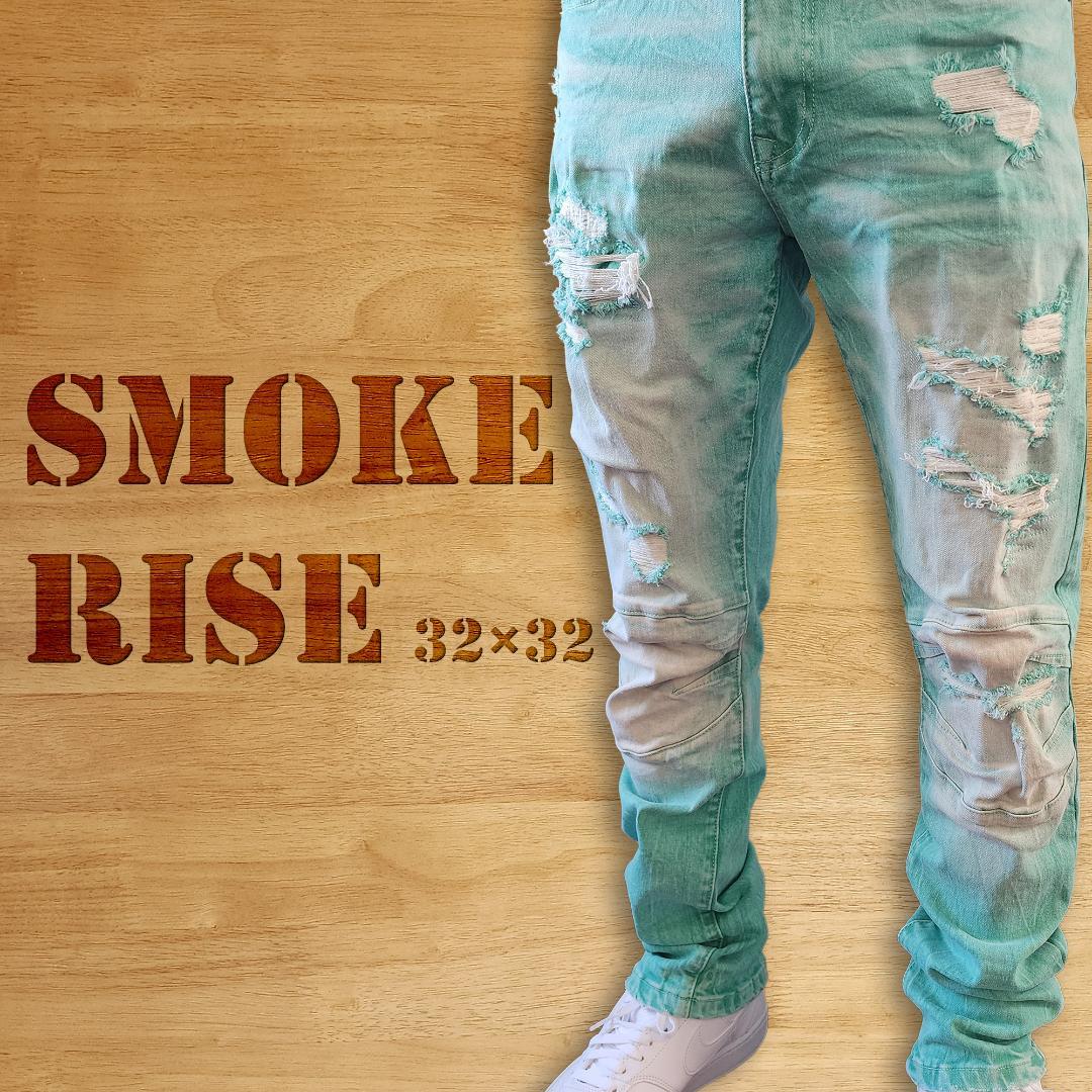 【Rare】Smoke Rise US Crash Denim Damaged Processing Trendy Color 11