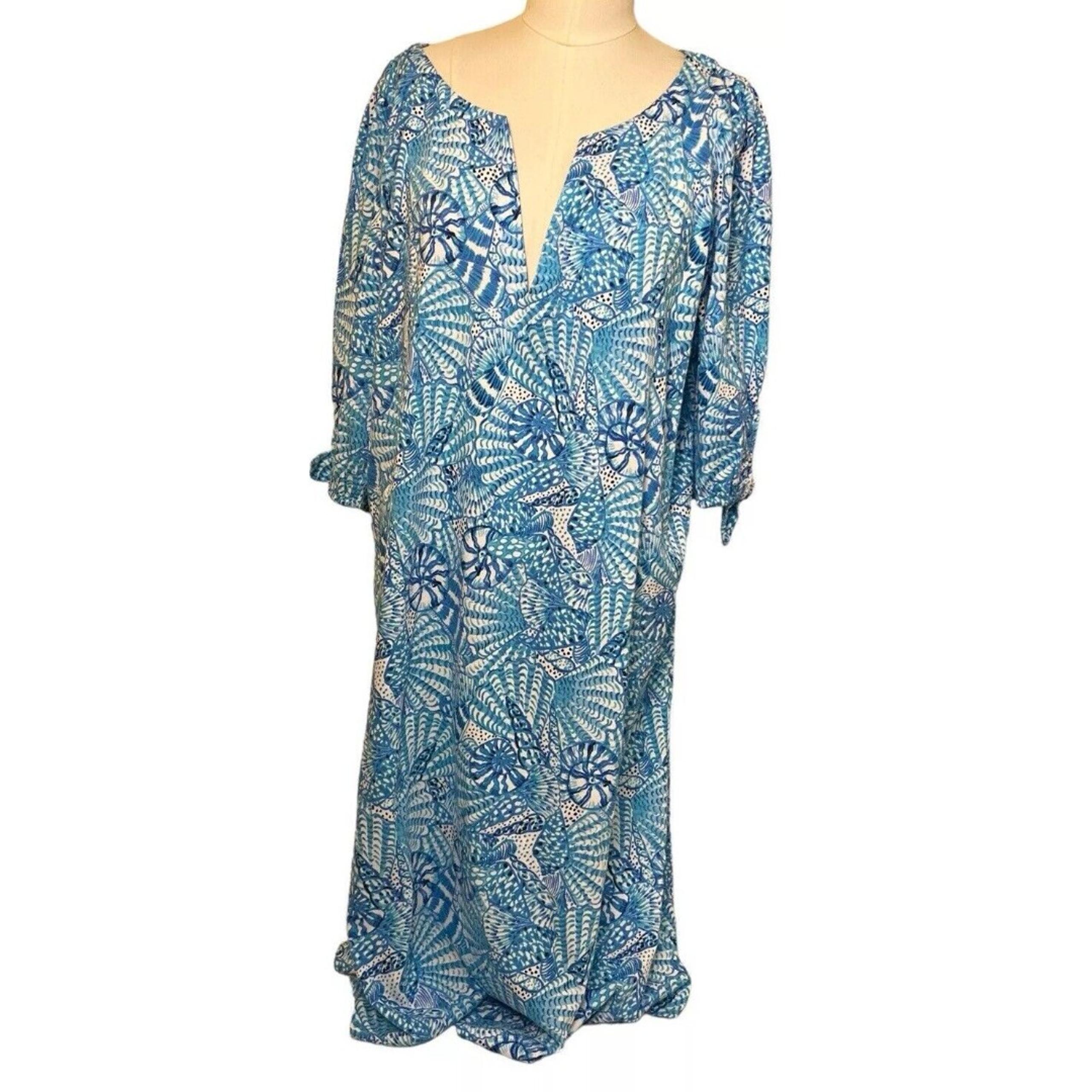 Lilly Pulitzer Women Easley Short Sleeve Dress Size XXL Cotton Blue