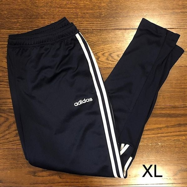 ADIDAS Mens Navy Blue & White Stripes Tiro Tapered Training Jogger Pants XL