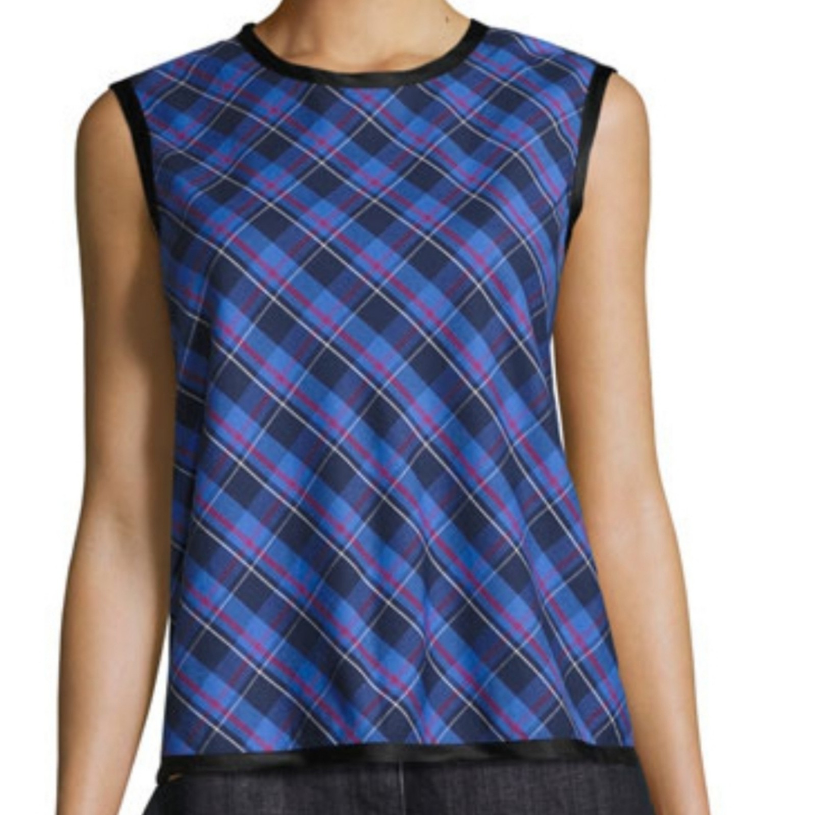 Public School Dalya Blue Plaid Cotton Sleeveless Top Size 8 Worn On TV
