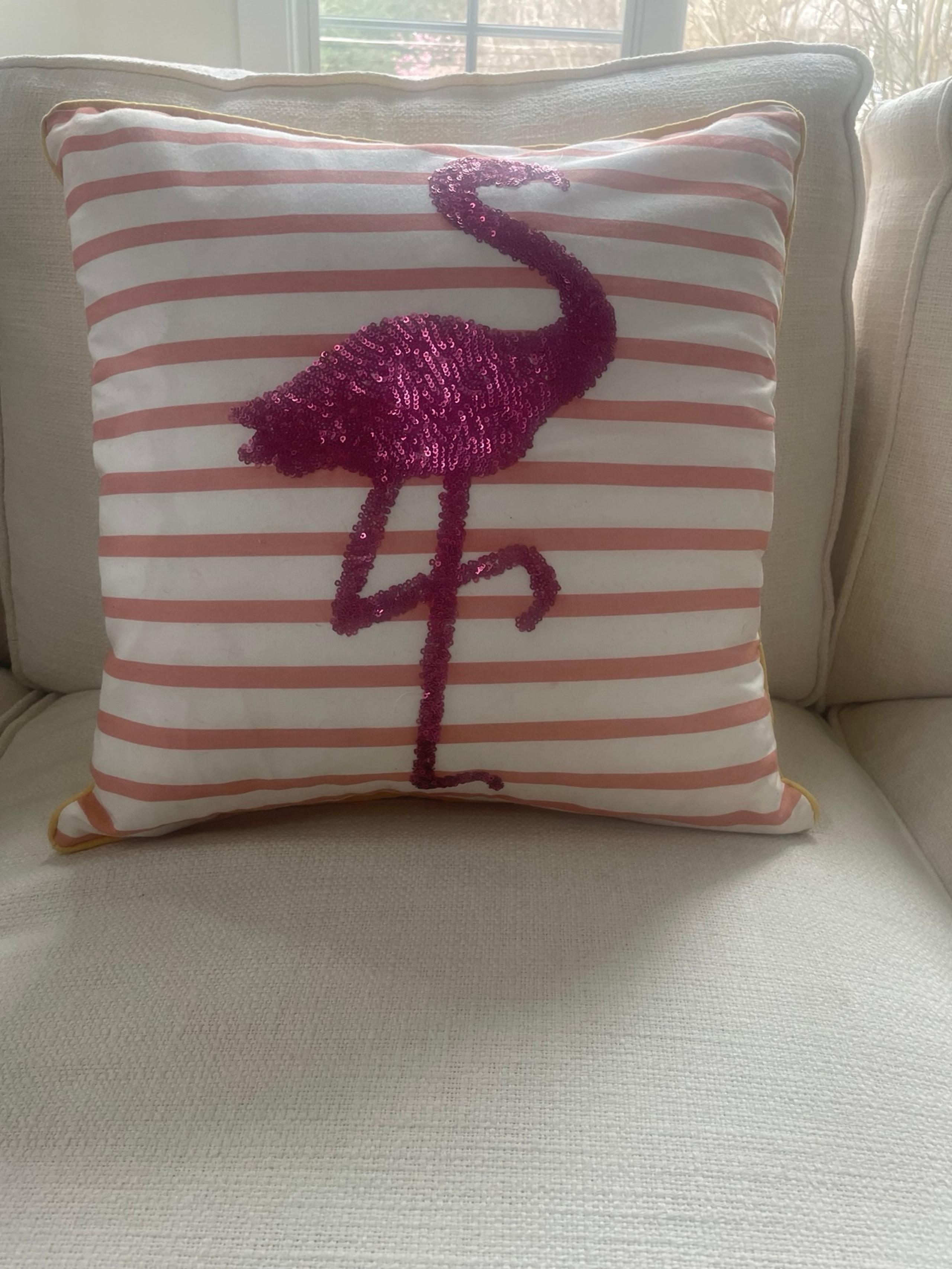Pottery Barn Teen Pink Flamingo stripped Throw Pillow. Size 20x20